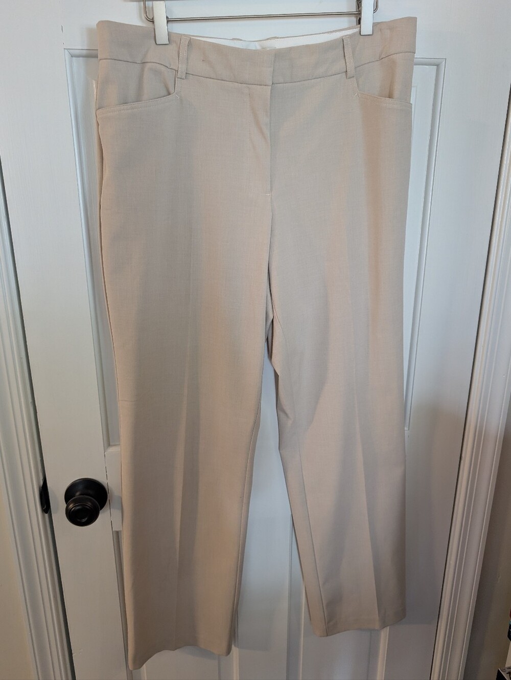 Rachel Zoe Beige Straight-Leg Dress Trousers